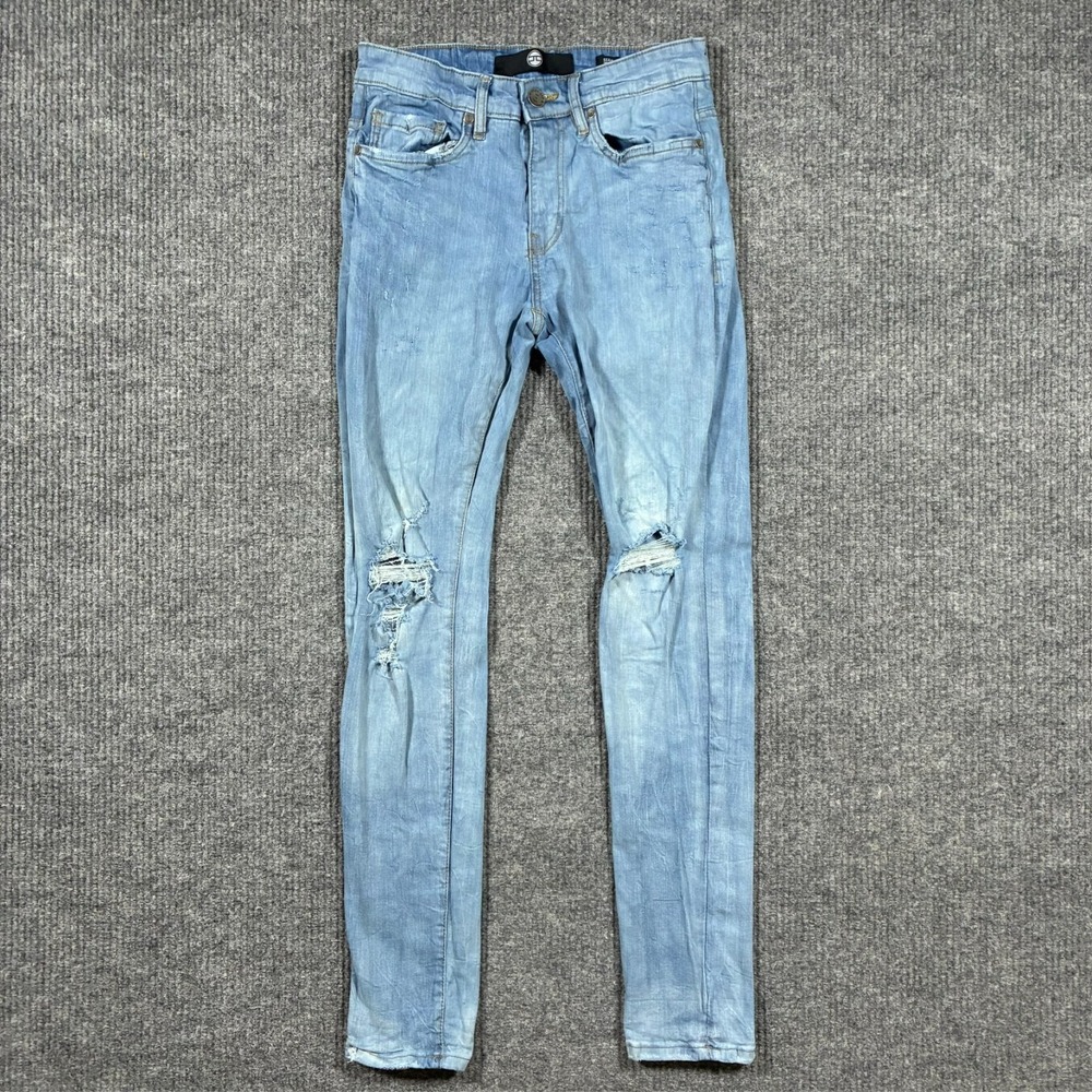 Jordan Craig Sean Mens Skinny Jeans Size‎ 28x32 Blue Distressed Denim Low Rise